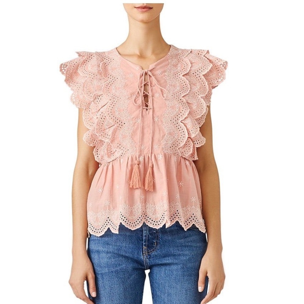 Deby‎ Debo Pink Blush Jordyn Top Size Medium Coquette Girly Lace Fairycore